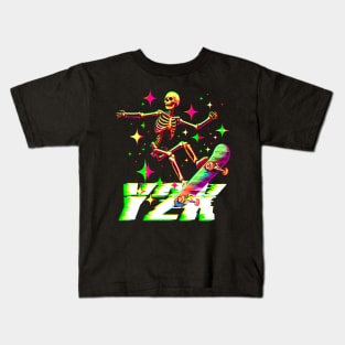 Skeleton Skateboard Y2k Kids T-Shirt